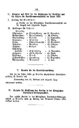 Termin für Eröffnung des Kursus in der Königlichen Turnlehrer-Bildungsanstalt