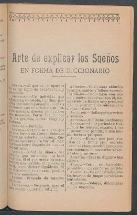 Arte de explicar los sueños en forma de diccionario