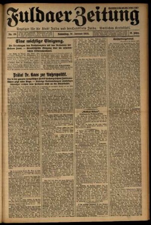Ausgabe vom Samstag, den 31. Januar 1931.