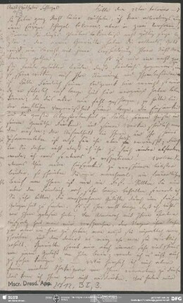 Eigenh. Brief von Dorothea von Schlegel an August Wilhelm von Schlegel, Köln, 22.02.1807