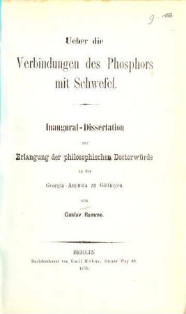 Über die Verbindungen des Phosphors mit Schwefel