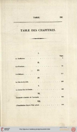 Table des chapitres