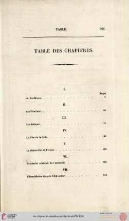 Table des chapitres