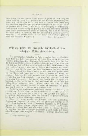Wie die Polen das preußische Weichselland dem polnischen Reiche einverleibten