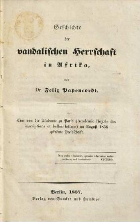 Geschichte der vandalischen Herrschaft in Afrika
