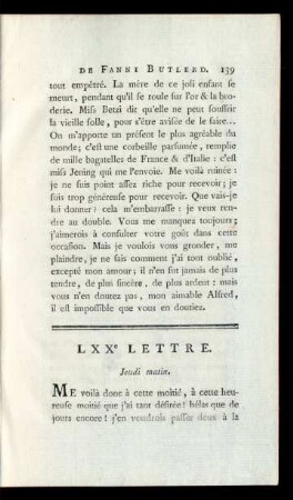 LXXe Lettre. Jeudi matin.