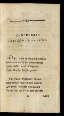 Gesinnungen eines ächten Freymaurers