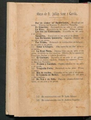 Obras de D. Julián Sanz y García.