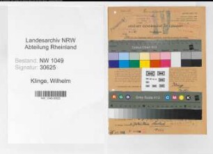 Entnazifizierung Wilhelm Klinge , geb. 21.08.1892 (Musiker)