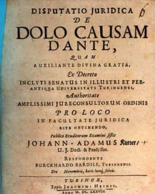 Disp. iur. de dolo causam dante