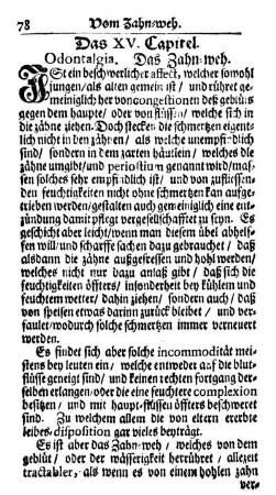 Das XV. Capitel. Odontalgia. Das Zahn-weh.