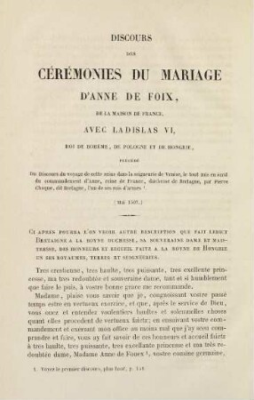 422-439, Discours des Cérémonies du Mariage d'Anne de Foix... (précédé)