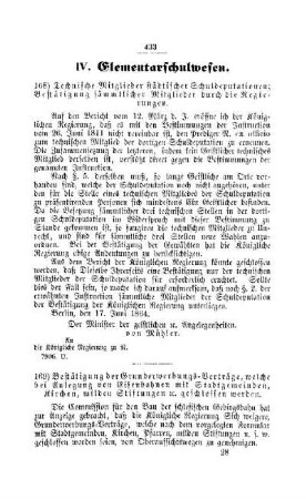 Technische Mitglieder städtischer Schuldeputationen; Bestätigung sämmtlicher Mitglieder durch die Regierungen : [IV. Elementarschulwesen]