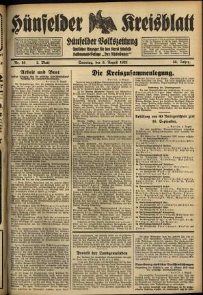 Zweite Ausgabe vom Samstag, den 06. August 1932.