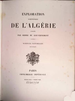 Exploration Scientifique De L'Algérie, [1]