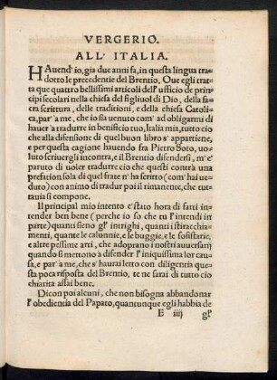 Vergerio. All' Italia.