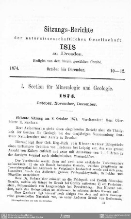 Sitzungs-Berichte October bis December