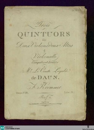Trois Quintuors Pour Deux Violons deux Altes & Violoncelle : Oeuvre 8. Liv. II