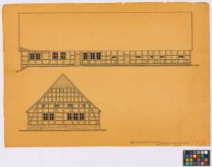 Belm-Vehrte (Landkreis Osnabrück): Hager Hof. Haupthaus (Seiten-Ansicht, Giebel-Ansicht)