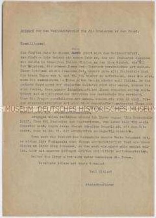 Maschinenschriftlicher Entwurf des Weihnachtsbriefes des Studentenführers der TH Hannover an die Studenten an der Front