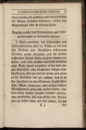 Reguln, welche den Lehrmeistern und Lehrmeisterinnen zu beobachten obliegen.