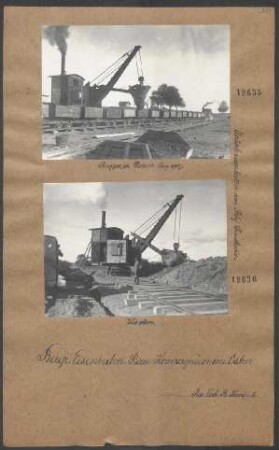 Bagger in Betrieb. (Unterbauarbeiten am Bahnhof Szastako.)