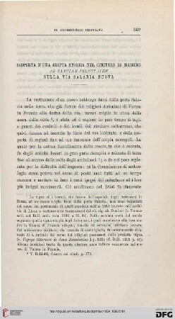 4.Ser.3.1884/85: Scoperta d'una cripta storica nel cimitero di Massimo ad sanetam Felicitatem sulla via Salaria Nuova
