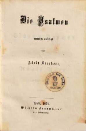 Die Psalmen metrisch übersetzt