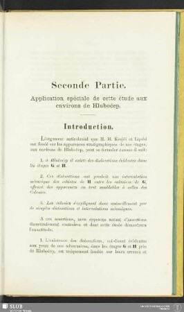Seconde Partie. Application spéciale de cette étude aux environs de Hlubočep