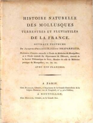 Histoire naturelle des Mollusques terrestres et fluviatiles de la France