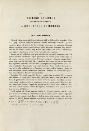 Victorii calculus ex Codice Vaticano editus a Godofredo Friedlein.