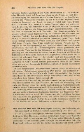 494-495 [Rezension] Peterson, Erik, Das Buch von den Engeln
