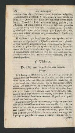 §. Ultimus. De felici morte zelosorum Sacerdotum.