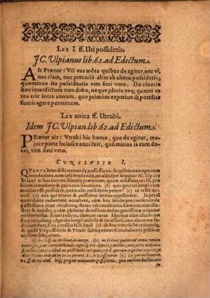 Centuria Conclusionum Iuridicarum Interdictum Uti possidetis & Utrubi theorice & practice pertractans