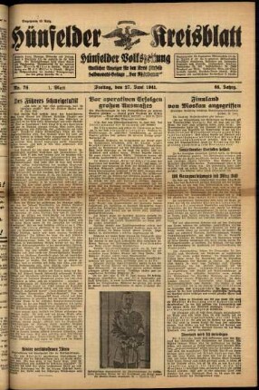Erste Ausgabe vom Freitag, den 27. Juni 1941.