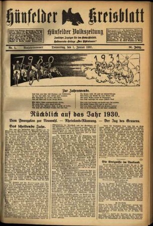 Dritte Ausgabe vom Donnerstag, den 01. Januar 1931.