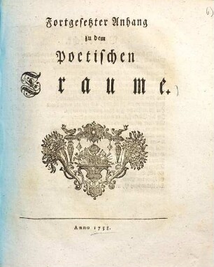Fortgesetzter Anhang zu dem Poetischen Traume