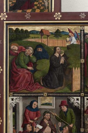Passionsaltar — Passion und Auferstehung Christi — Linker Flügel: Vor der Kreuzigung — Agonie Christi in Gethsemane