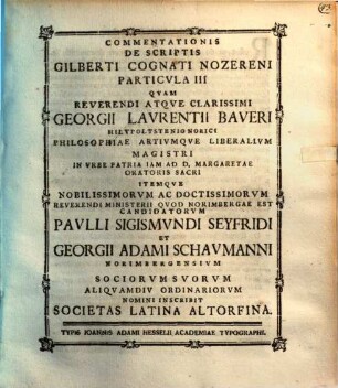 Commentationis De Scriptis Gilberti Cognati Nozereni Particvla ..., 3. Particula III