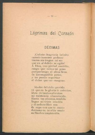 Lágrimas del corazón : Décimas