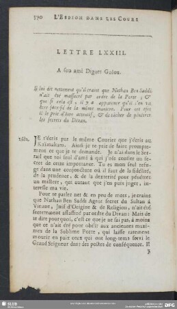 Lettre LXXIII. A son ami Diguet Golou