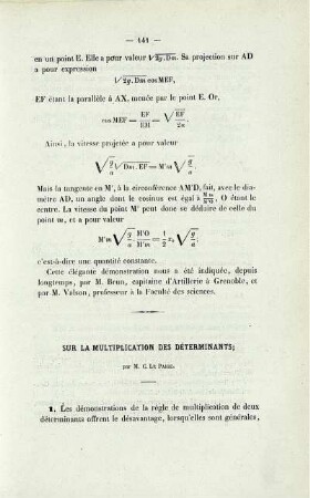 Sur la multiplication des déterminants.