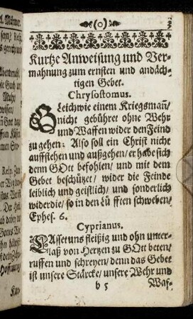 Kurtze Anweisung und Vermahnung zum ernsten und andächtigen Gebet.