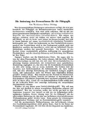 Die Bedeutung der Personalismus für die Pädagogik