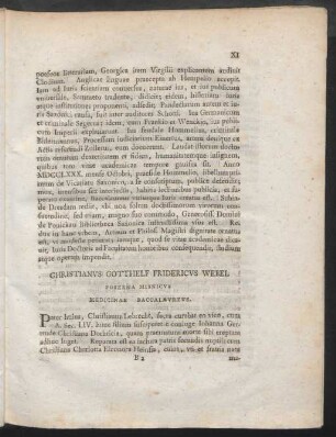 Christianus Gotthelf Fridericus Webel Poserna Misnicus ...