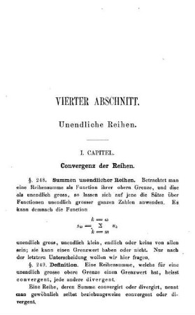 Vierter Abschnitt. Unendliche Reihen.