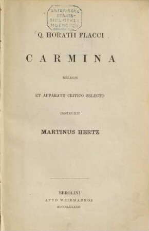 Q. Horatii Flacci Carmina