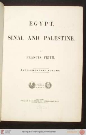 Egypt, Sinai, and Palestine : Supplementary volume