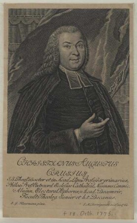 Bildnis des Christianus Augustus Crusius