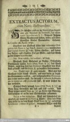 Extractus Actorum, cum Notis illustrantibus